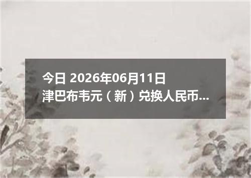 今日 2026年06月11日 津巴布韦元（新）兑换人民币最新汇率行情