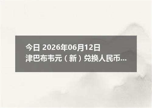 今日 2026年06月12日 津巴布韦元（新）兑换人民币最新汇率行情