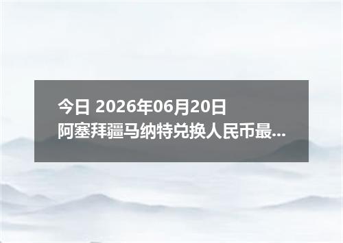 今日 2026年06月20日 阿塞拜疆马纳特兑换人民币最新汇率行情