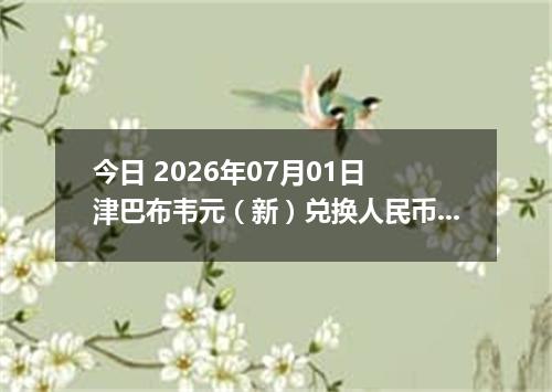 今日 2026年07月01日 津巴布韦元（新）兑换人民币最新汇率行情