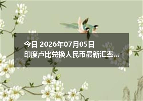 今日 2026年07月05日 印度卢比兑换人民币最新汇率行情