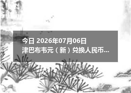 今日 2026年07月06日 津巴布韦元（新）兑换人民币最新汇率行情