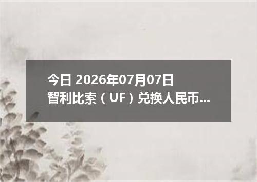 今日 2026年07月07日 智利比索（UF）兑换人民币最新汇率行情