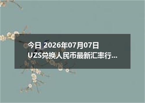 今日 2026年07月07日 UZS兑换人民币最新汇率行情