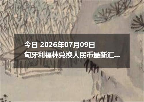 今日 2026年07月09日 匈牙利福林兑换人民币最新汇率行情
