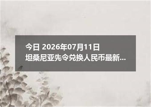 今日 2026年07月11日 坦桑尼亚先令兑换人民币最新汇率行情