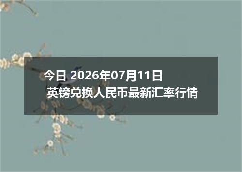 今日 2026年07月11日 英镑兑换人民币最新汇率行情