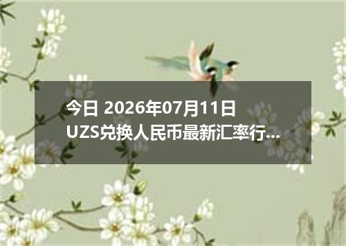今日 2026年07月11日 UZS兑换人民币最新汇率行情