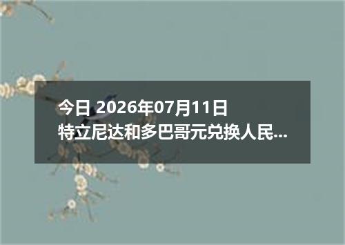 今日 2026年07月11日 特立尼达和多巴哥元兑换人民币最新汇率行情