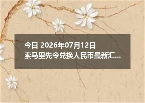 今日 2026年07月12日 索马里先令兑换人民币最新汇率行情