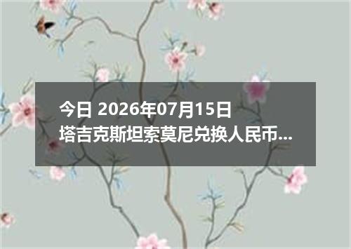 今日 2026年07月15日 塔吉克斯坦索莫尼兑换人民币最新汇率行情